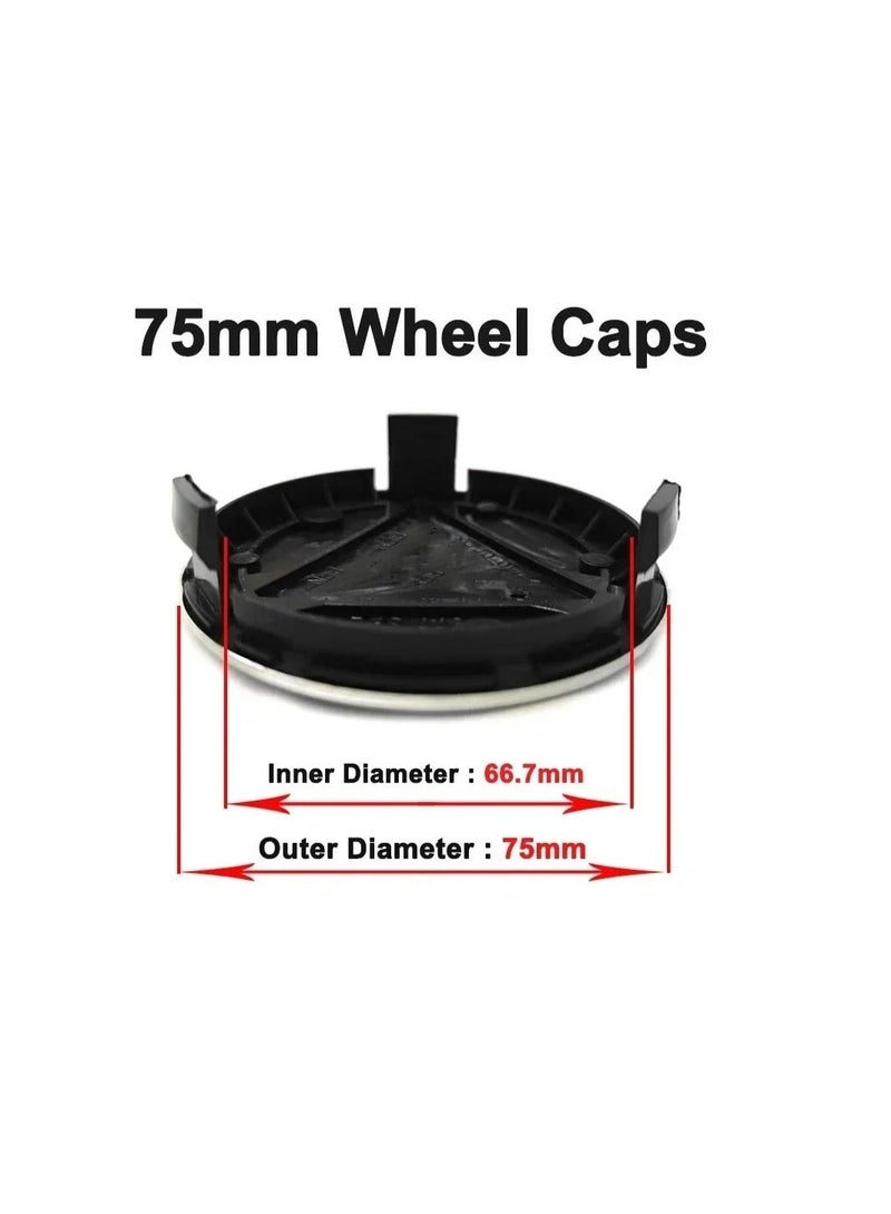 AMG 4 Pcs 75mm AMG Silver Wheel Center Hub Caps for Mercedes-Benz | Easy Snap-Fit Alloy Wheel Center Caps - Image 4